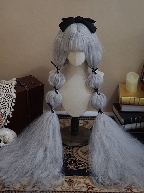 Silver Gray Qi Bangs Super Long Small Curly Hair Princess Long Curly Hair Classic Lolita Wig