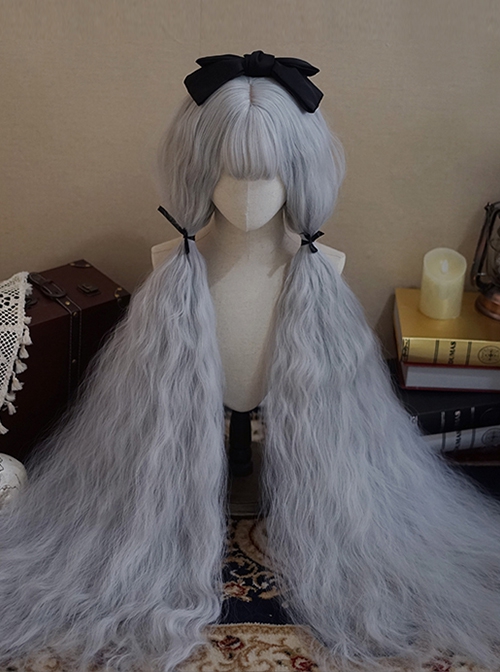 Silver Gray Qi Bangs Super Long Small Curly Hair Princess Long Curly Hair Classic Lolita Wig