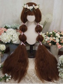 Dark Brown Caramel Color Princess 120cm Super Long Small Curly Hair Long Curly Hair Classic Lolita Wig
