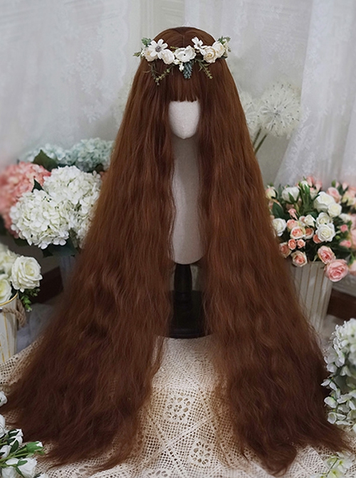 Dark Brown Caramel Color Princess 120cm Super Long Small Curly Hair Long Curly Hair Classic Lolita Wig