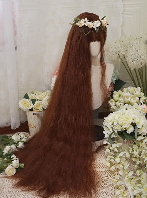 Dark Brown Caramel Color Princess 120cm Super Long Small Curly Hair Long Curly Hair Classic Lolita Wig