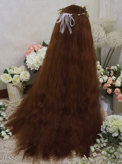 Dark Brown Caramel Color Princess 120cm Super Long Small Curly Hair Long Curly Hair Classic Lolita Wig