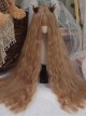 Linen Brown Fashion Super Long Small Curly Hair Air Bangs Long Curly Hair Classic Lolita Wig