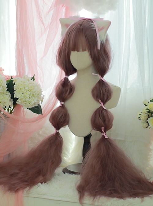 Purple Small Curly Hair 120cm Fashion Long Curly Hair Qi Bangs Classic Lolita Wig