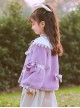 Purple Plush Cute Princess Style Thick Winter Bow-Knot Lace Decoration Sweet Lolita Kids Long-Sleeved Coat