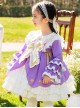 Petal Collar Star Bow-Knot Decoration Princess Style Spring Classic Lolita Kids Long Sleeve Dress