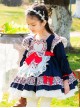 Floral Love Bowknot Apron Decoration Autumn Winter Dark Color Classic Lolita Kids Long-Sleeved Dress