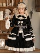 Black Elegant Winter Plush Two-Wear Cloak Lace Decorate Thick Velvet Classic Lolita Long Sleeve Dress Set