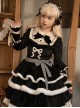 Black Elegant Winter Plush Two-Wear Cloak Lace Decorate Thick Velvet Classic Lolita Long Sleeve Dress Set