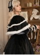 Black Elegant Winter Plush Two-Wear Cloak Lace Decorate Thick Velvet Classic Lolita Long Sleeve Dress Set