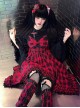 Punk Black Red Plaid Irregular Hem Lacing Autumn Winter Punk Lolita Sleeveless Dress