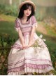 Pastoral Style Square Neck Floral Bow-Knot Decoration Detachable Sleeves Classic Lolita Long Short Sleeve Dress