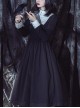 No Man's Land Rose Series Black White Solid Color Stand Collar Lace Autumn Winter Gothic Lolita Long-Sleeved Dress