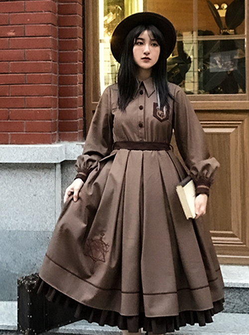 College Style Lapel Simple Elegant Embroidery Double-Breasted Suit Short Cloak School Lolita Long-Sleeved Dress Suit