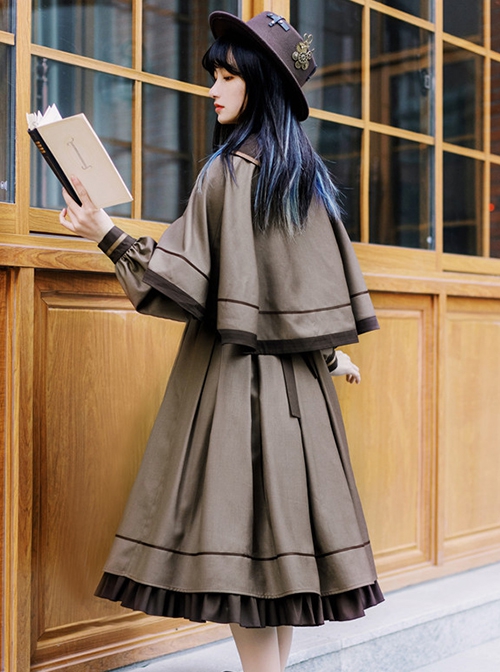 College Style Lapel Simple Elegant Embroidery Double-Breasted Suit Short Cloak School Lolita Long-Sleeved Dress Suit