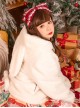 White Plush Hooded Rabbit Ears Autumn Winter Thickened Warm All-Match Imitation Rabbit Fur Sweet Lolita Coat