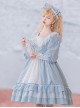 Elegant V-Neck Lace Lantern Sleeve Lace-Up Bow-Knot Decoration Classic Lolita Long-Sleeve Dress
