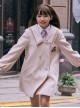 College Style Solid Color Striped Lapel Double-Breasted Japanese Thickened School Lolita Long-Sleeved Coat