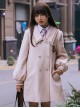 College Style Solid Color Striped Lapel Double-Breasted Japanese Thickened School Lolita Long-Sleeved Coat