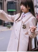 College Style Solid Color Striped Lapel Double-Breasted Japanese Thickened School Lolita Long-Sleeved Coat