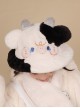 Black White Little Milk Cow Embroidery Cute Plush Sweet Girl Thickened Warm Winter Cold Sweet Lolita Hat