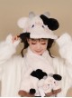 Black White Little Milk Cow Embroidery Cute Plush Sweet Girl Thickened Warm Winter Cold Sweet Lolita Hat