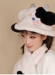 Black White Little Milk Cow Embroidery Cute Plush Sweet Girl Thickened Warm Winter Cold Sweet Lolita Hat