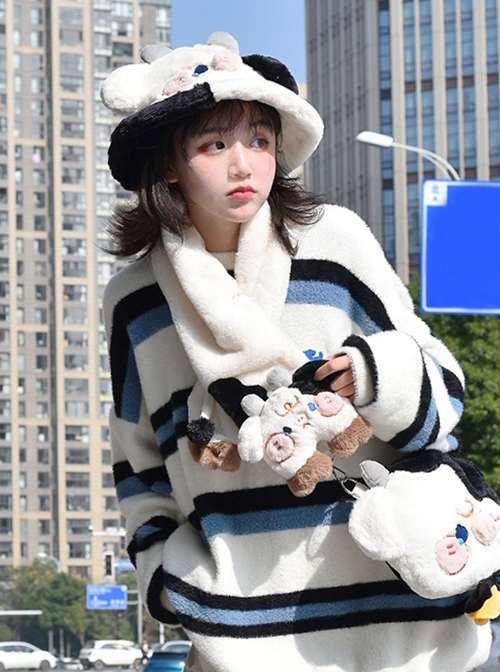 Sweet Japanese Cute Girl All-Match Plush Calf Winter Warm Sweet Lolita Scarf