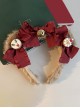 Red Bow-Knot Plush Bear Christmas Ornament Bell Decoration Classic Lolita Headband