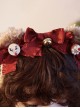 Red Bow-Knot Plush Bear Christmas Ornament Bell Decoration Classic Lolita Headband