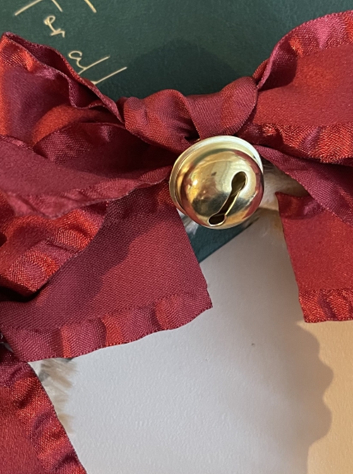 Red Bow-Knot Plush Bear Christmas Ornament Bell Decoration Classic Lolita Headband