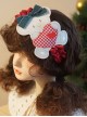 Plaid Heart Embroidery Bear Green Bowknot Red Satin Ribbon Christmas Classic Lolita Headband