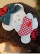 Plaid Heart Embroidery Bear Green Bowknot Red Satin Ribbon Christmas Classic Lolita Headband