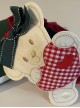 Plaid Heart Embroidery Bear Green Bowknot Red Satin Ribbon Christmas Classic Lolita Headband