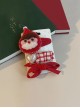 Santa Claus Handmade Cute Plaid Heart Red Bow-Knot Christmas Classic Lolita Hair Clip