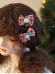 Red Plaid Green Plaid Bow-Knot Snowman Bell Christmas Classic Lolita Hair Clip