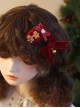 Red Velvet Bow-Knot Bell Decoration Gingerbread Man Christmas Classic Lolita Hair Clip