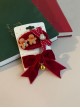 Red Velvet Bow-Knot Bell Decoration Gingerbread Man Christmas Classic Lolita Hair Clip