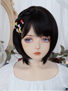 Natural Black Cute Daily Broken Bangs Short Hair Sweet Lolita Wig