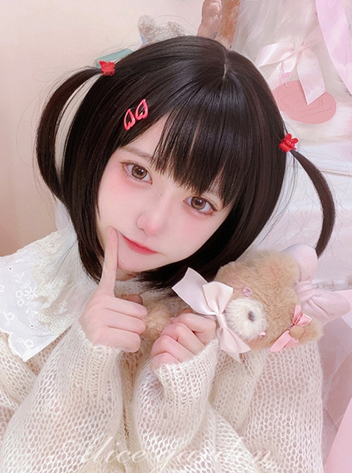 Natural Black Cute Daily Broken Bangs Short Hair Sweet Lolita Wig