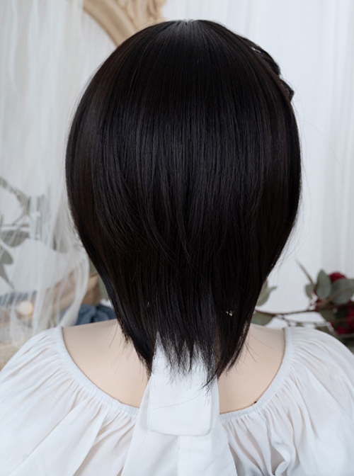 Natural Black Cute Daily Broken Bangs Short Hair Sweet Lolita Wig