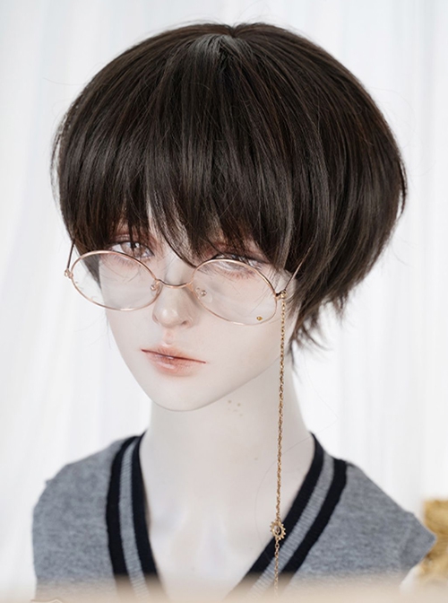 Brown Japanese Juvenile Sense Natural Unisex COS Short Broken Hair Classic Lolita Wig