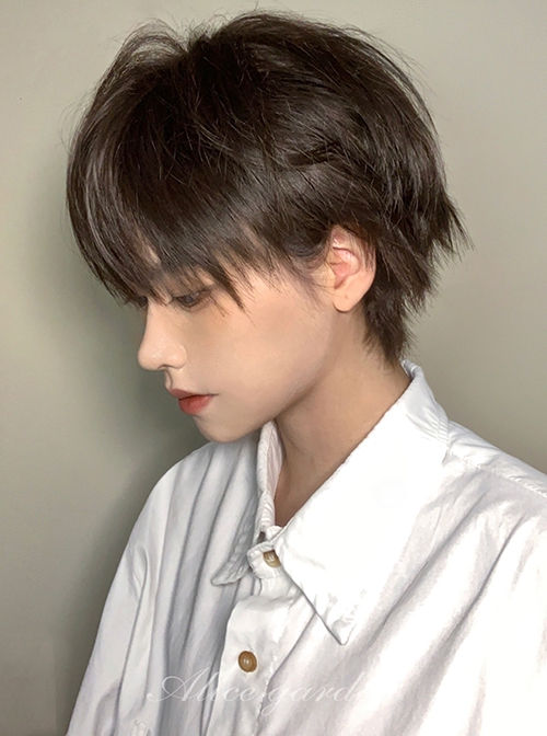 Brown Japanese Juvenile Sense Natural Unisex COS Short Broken Hair Classic Lolita Wig