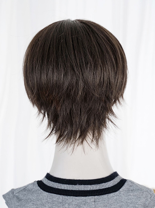 Brown Japanese Juvenile Sense Natural Unisex COS Short Broken Hair Classic Lolita Wig