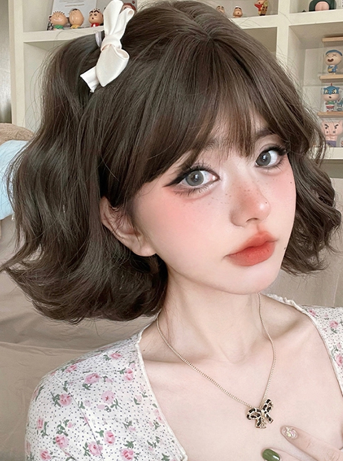 Brown Natural Lazy Fashion Wool Roll Short Curly Hair Sweet Lolita Wig