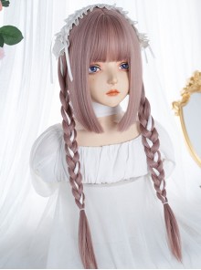 Gray-Pink Natural Simulation Long Straight Hair Classic Lolita Wig