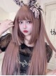 Gray-Pink Natural Simulation Long Straight Hair Classic Lolita Wig