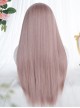 Gray-Pink Natural Simulation Long Straight Hair Classic Lolita Wig