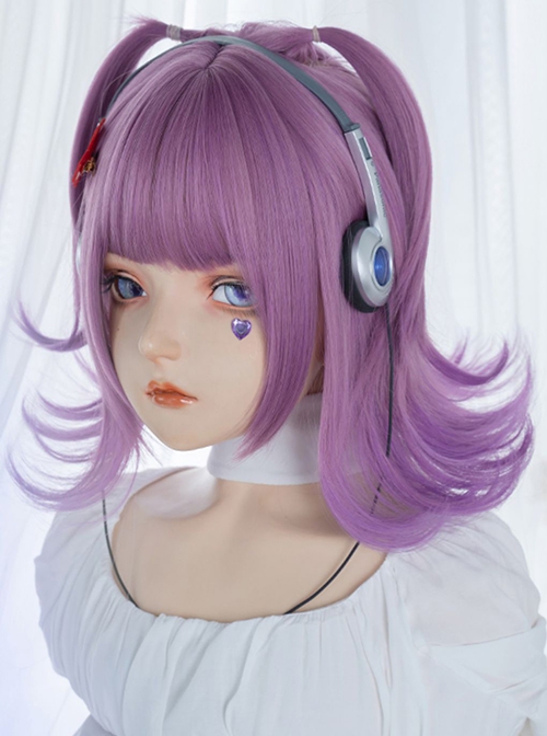 Gradient Purple Eversion Qi Bangs Cute Short Hair Sweet Lolita Wig