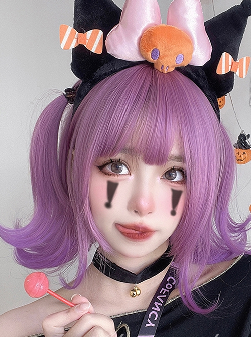 Gradient Purple Eversion Qi Bangs Cute Short Hair Sweet Lolita Wig